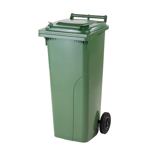 Plastični zabojnik za smeti 140 l / zelen, črn